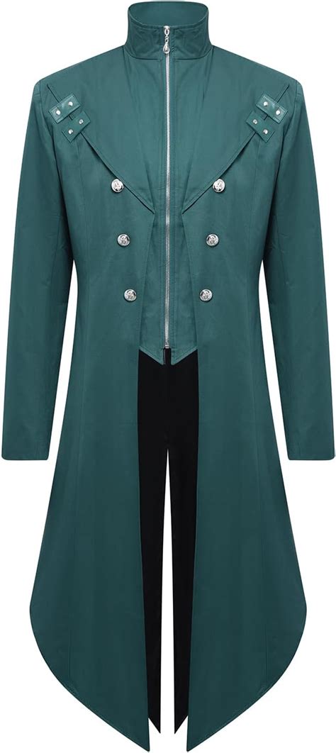 Amazon.com: Thopil Men's Medieval Steampunk Trench Coat .